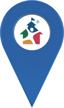 Location pin with logo